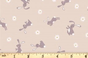 Lewis & Irene Bunny Hop Fabric Collection Bunny on Dark Cream Premium 100% Cotton Quilt Shop Quality Fabrics