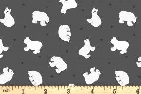 Lewis & Irene Small Things Polar Animals Fabric Collection Pearlescent Polar Bears on Night Sky Premium 100% Cotton Fabrics