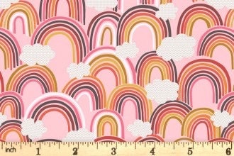 Lewis & Irene Rainbows Fabric Collection All Over Rainbows on Light Green Premium 100% Cotton Quilt Shop Quality Fabrics