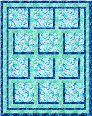 Fabric Cafe Bold Blocks Quilt Pattern (Uses Only 3 Yards of Fabric For Top) Finished Size 47"x60"