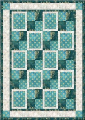 Fabric Cafe Park Place Quilt Pattern (Uses Only 3 Yards of Fabric For Top) Finished Size 43"x61"