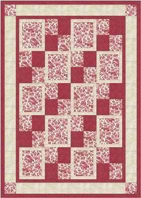 Fabric Cafe Park Place Quilt Pattern (Uses Only 3 Yards of Fabric For Top) Finished Size 43"x61"