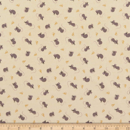 LAST BOLT! Lewis & Irene Small Things Country Creatures Fabric Collection Mice on Cream Premium 10% Cotton Quilt Shop Quality Fabrics