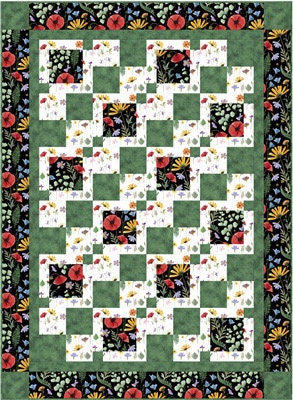 Fabric Cafe Urban Chic Quilt Pattern (Uses Only 3 Yards of Fabric For Top) Finished Size: 43"x59"