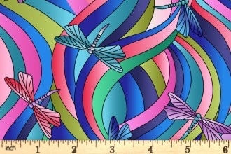 LAST BOLT! Lewis & Irene Reflections Fabric Collection Dragonflies on Bright Premium 100% Cotton Quilt Shop Quality Fabrics