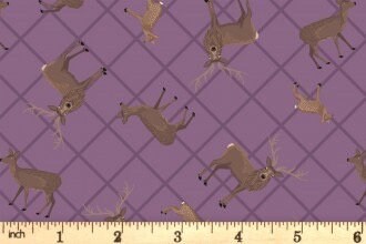 LAST BOLT!! Lewis & Irene Loch Lewis Fabric Collection Deer Check on Purple Premium 100% Cotton Quilt Shop Quality Fabrics