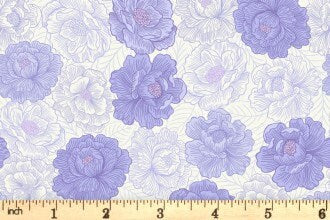 Lewis & Irene’s Love Blooms Fabric Collection Peony Blooms on Floral Blue Premium 100% Cotton Quilt Shop Quality Fabrics