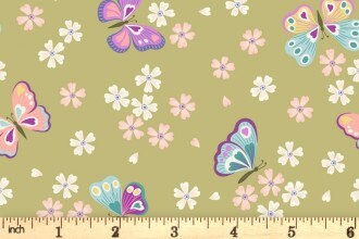 Lewis & Irene’s Love Blooms Fabric Collection Butterflies on Summer Green Premium 100% Cotton Quilt Shop Quality Fabrics