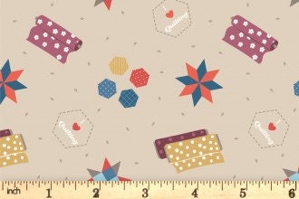 Lewis & Irene Small Things Crafts Fabric Collection Quilting on Natural Premium 100% Cotton Quilt Shop Quality Fabrics