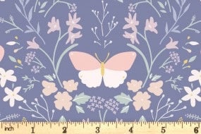 LAST BOLT! Lewis & Irene Heart of Summer Fabric Collection Floral Gathering on Dark Hyacinth Blue Premium 100% Cotton Fabrics