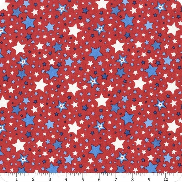 Lewis & Irene Americana Fabric Collection Stars on Blue Premium 100% Cotton Quilt Shop Quality Fabrics