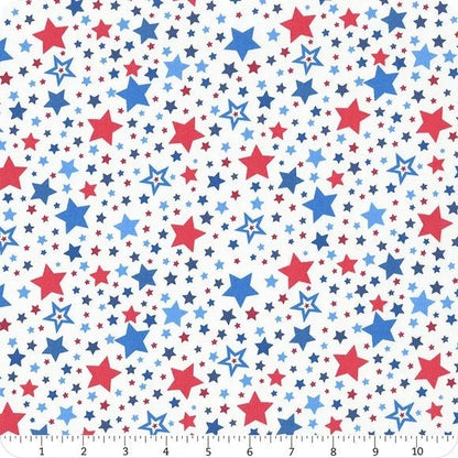 Lewis & Irene Americana Fabric Collection Stars on White Premium 100% Cotton Quilt Shop Quality Fabrics