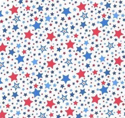 Lewis & Irene Americana Fabric Collection Stars on White Premium 100% Cotton Quilt Shop Quality Fabrics