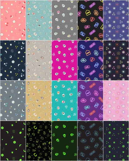 GLOWING FABRICS!! Lewis & Irene Small Things Glow Fabric Collection Glowing Neon Signs on Purple Premium 100% Cotton Fabrics