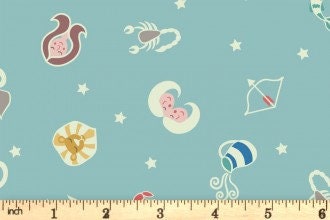 GLOWING FABRICS!! Lewis & Irene Small Things Glow Fabric Collection Glowing Star Signs on Dreamy Blue Premium 100% Cotton