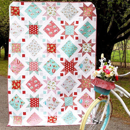 Flamingo Toes Stars and Windows Quilt Pattern Finished Size: 60"x84"