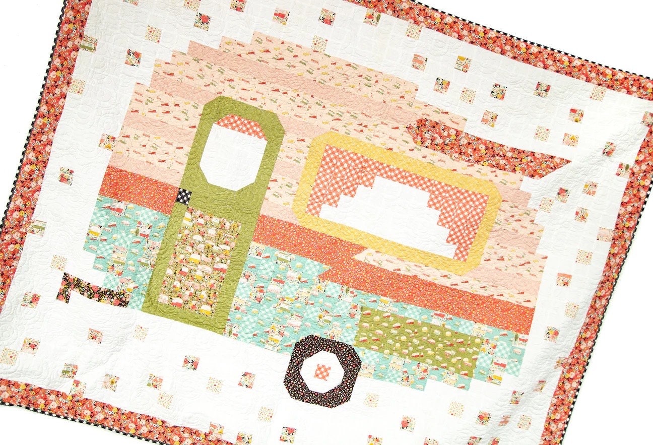 Flamingo Toes Happy Camper Quilt Pattern Finished Size: 86"x70"