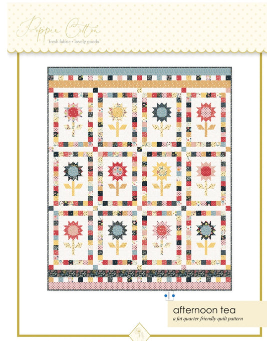 LAST RESTOCK! Poppie Cotton Afternoon Tea Quilt Kit Featuring Poppie Cotton Sunshine & Chamomile Fabrics Finished Size: 74.5"x 100.5"