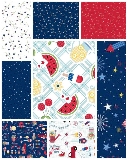 Ladybug Design Crackers and Cheese Quilt Kit Featuring Kimberbell Red, White, & Bloom Finished Size: 57"x69" Premium 100% Cotton Fabric