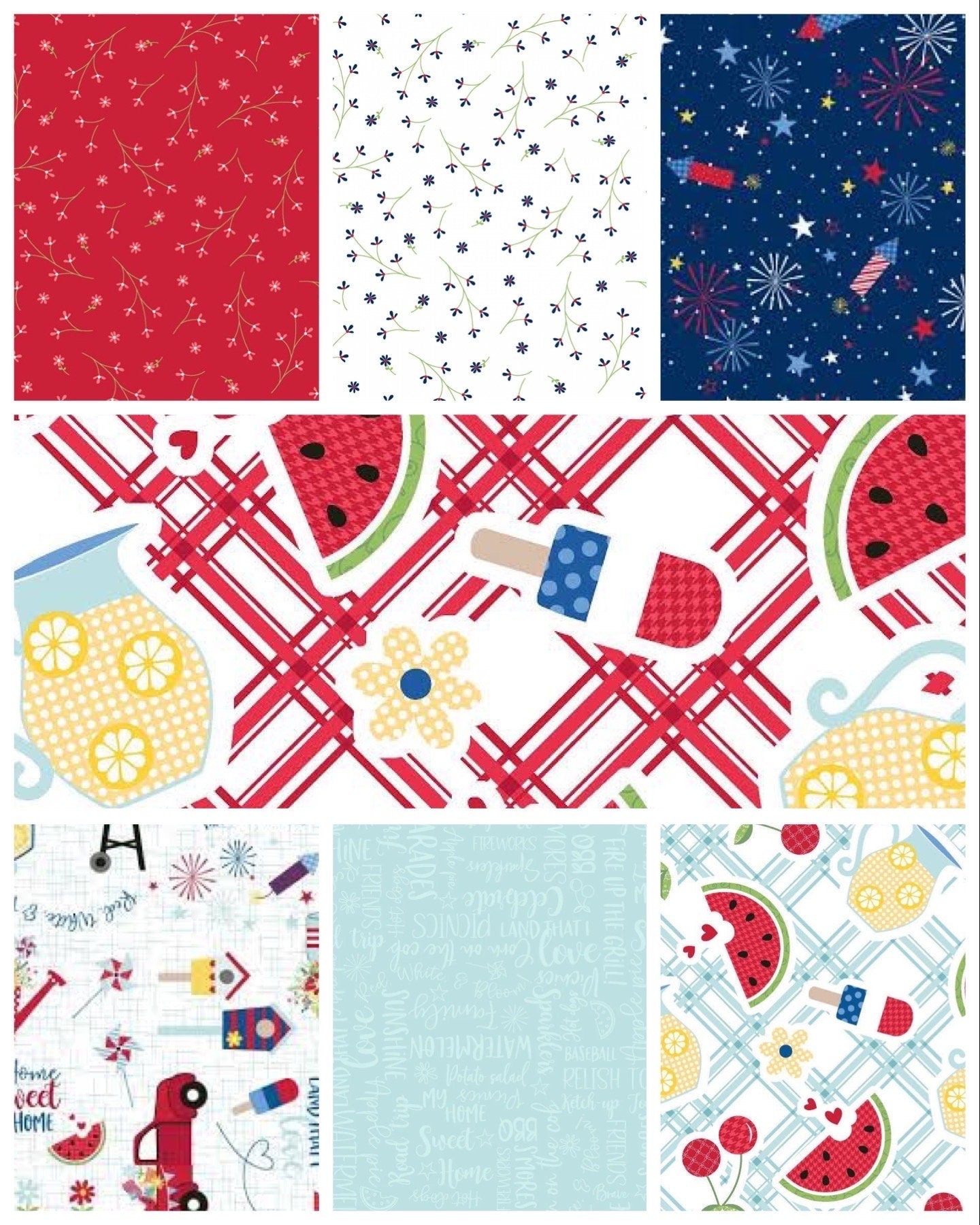 Needle In A Hays Stack Let's Celebrate Quilt Kit Featuring Kimberbell Red, White, & Bloom Fabric Finished Size: 68"x76" Premium 100% Cotton