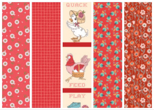 LAST ONE!! Poppie Cotton 5 Yard Bundle Box Assorted Prints on Reds Premium 100% Cotton Quilt Shop Quality Fabrics