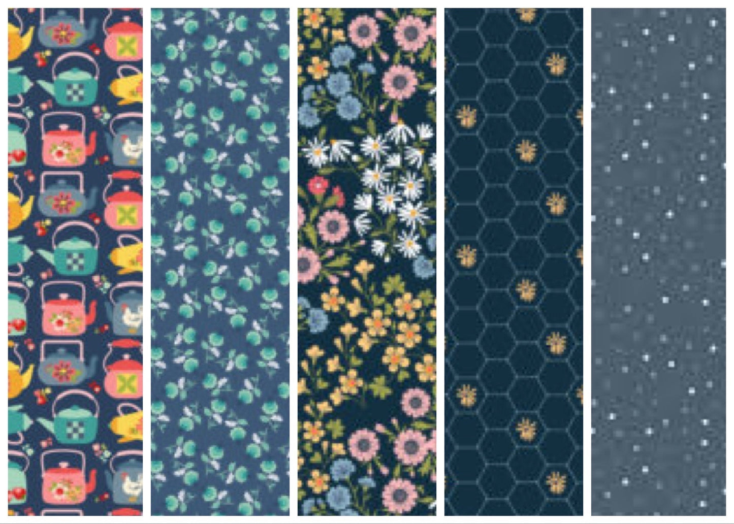 LAST ONE!! Poppie Cotton 5 Yard Bundle Box Assorted Prints on Navys Premium 100% Cotton Quilt Shop Quality Fabrics