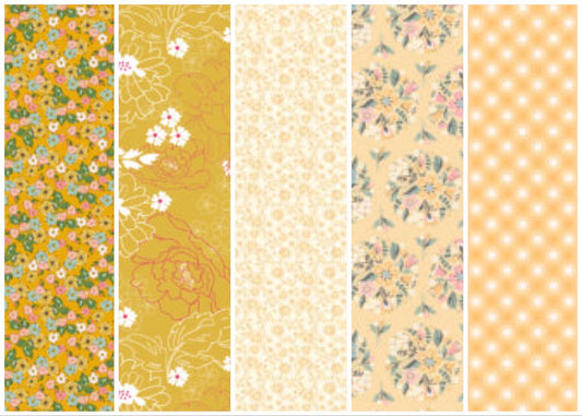 LAST ONE!! Poppie Cotton 5 Yard Bundle Box Assorted Prints on Yellows Premium 100% Cotton Quilt Shop Quality Fabrics