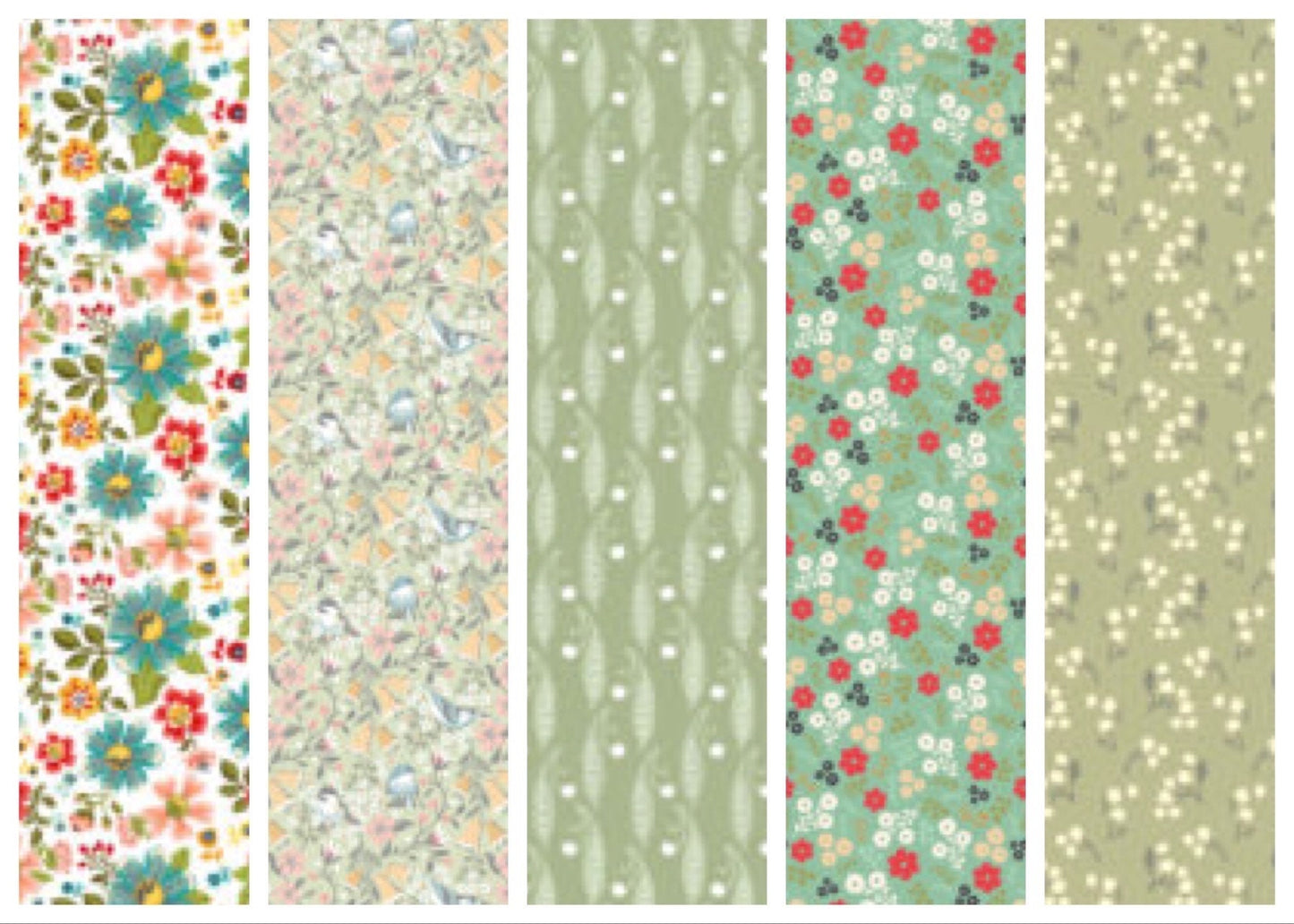 LAST ONE!! Poppie Cotton 5 Yard Bundle Box Assorted Prints on Greens Premium 100% Cotton Quilt Shop Quality Fabrics