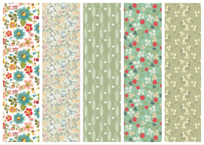 LAST ONE!! Poppie Cotton 5 Yard Bundle Box Assorted Prints on Greens Premium 100% Cotton Quilt Shop Quality Fabrics