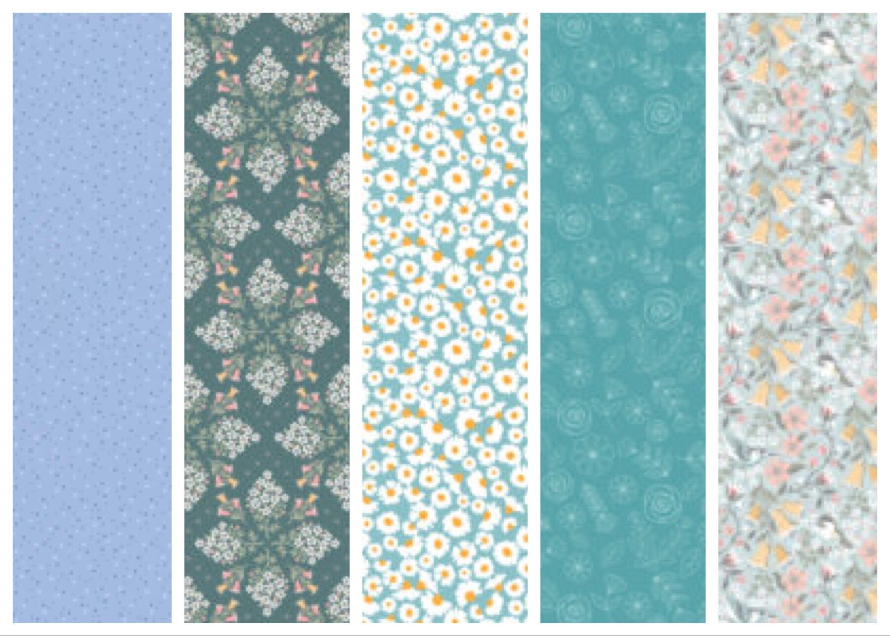 LAST ONE!! Poppie Cotton 5 Yard Bundle Box Assorted Prints on Blues Premium 100% Cotton Quilt Shop Quality Fabrics