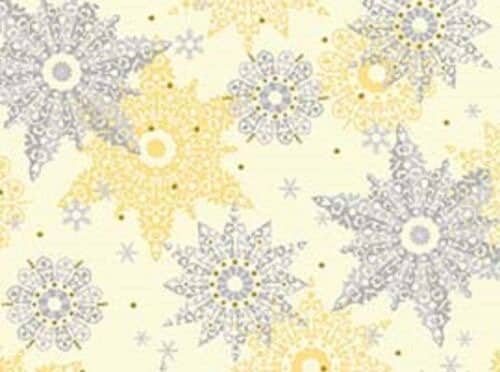 LAST BOLT! Quilting Treasures Celebrate The Season Fabric Collection Metallic Gold Snowflakes on Cream Yellow Premium 100% Cotton Fabrics