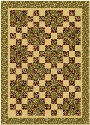 Fabric Cafe Nine Patch Quilt Pattern (Uses Only 3 Yards of Fabric For Top) Finished Size 45"x63"