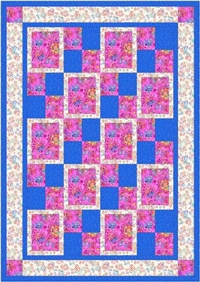 Fabric Cafe Park Place Quilt Pattern (Uses Only 3 Yards of Fabric For Top) Finished Size 43"x61"