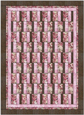 Fabric Cafe Simply Strips Quilt Pattern (Uses Only 3 Yards of Fabric For Top) Finished Size 44.5"x61"