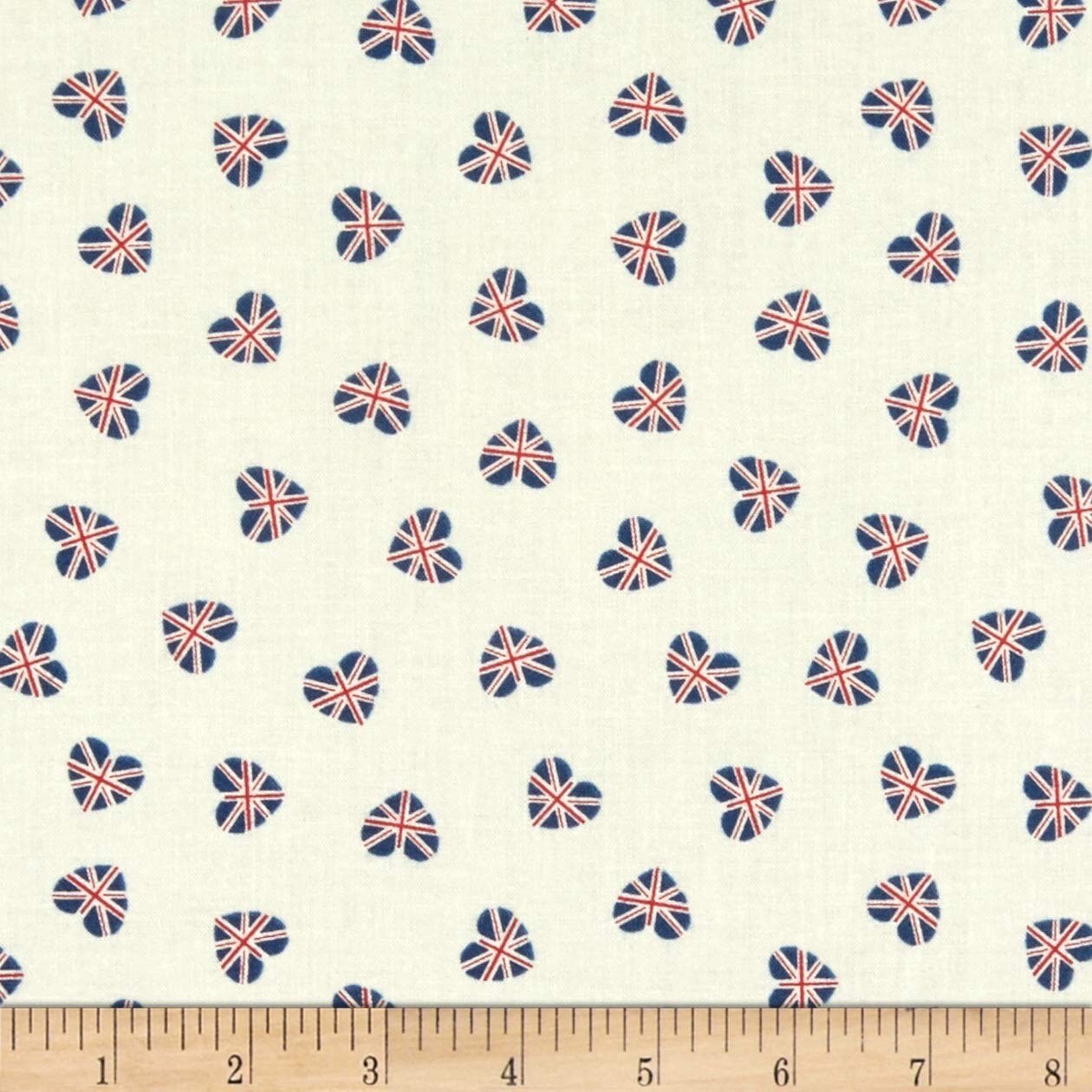 LAST BOLT!! Lewis & Irene Jubilee Fabric Collection Union Jack Hearts on Cream Premium 100% Cotton Quilt Shop Quality Fabrics