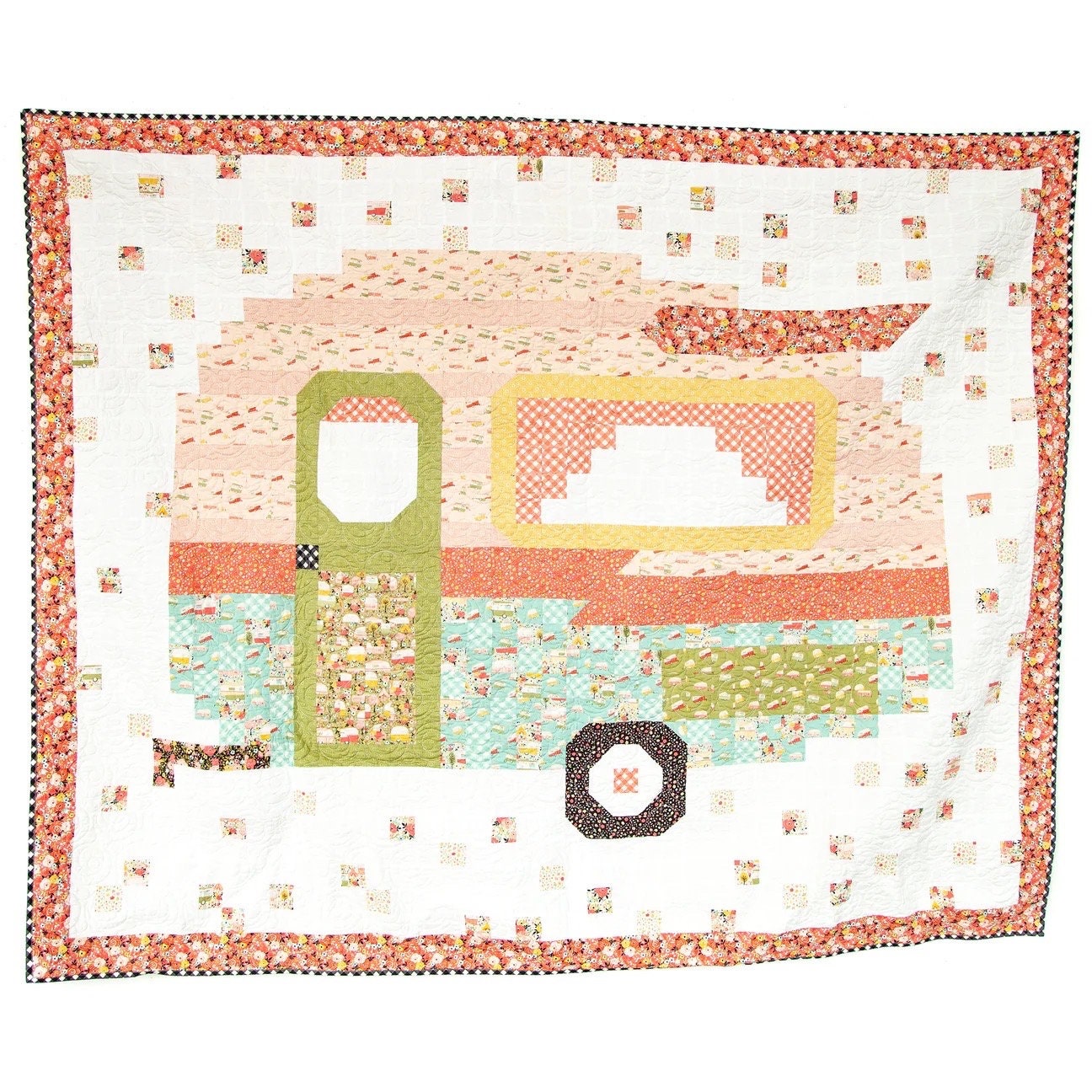 Flamingo Toes Happy Camper Quilt Pattern Finished Size: 86"x70"