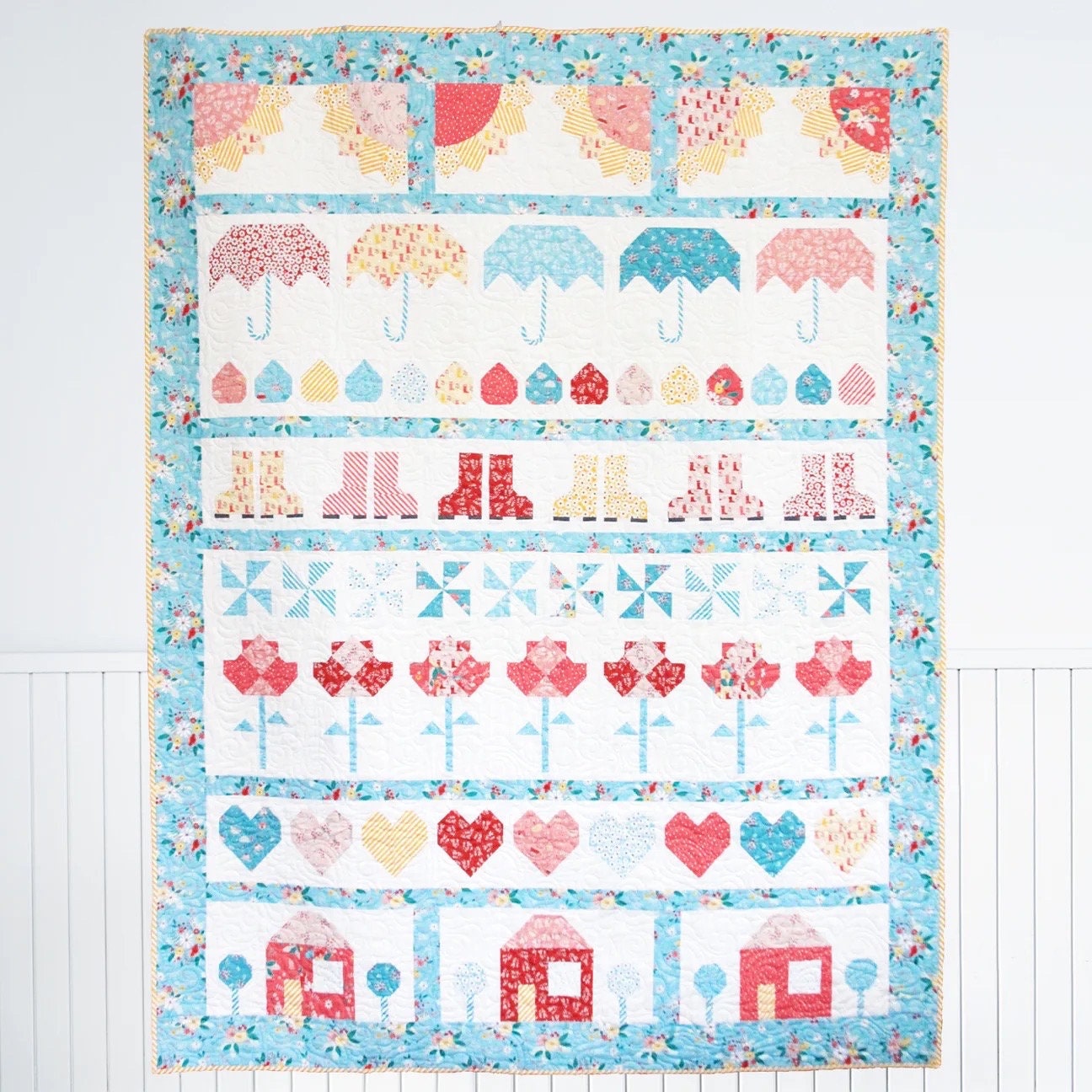 Flamingo Toes Singing In The Rain Quilt Pattern Finished Size: 59"x73"