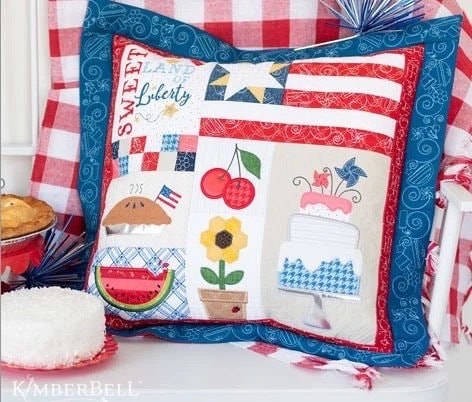 Kimberbell Sweet Land of Liberty 22"x22" Pillow Fabric & Embellishment Kit (Optional Pillow Insert Sold Separately)