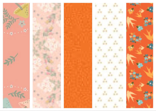 LAST ONE!! Poppie Cotton 5 Yard Bundle Box Assorted Prints on Oranges Premium 100% Cotton Quilt Shop Quality Fabrics