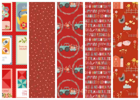 LAST ONE!! Poppie Cotton 5 Yard Bundle Box Assorted Prints on Reds Premium 100% Cotton Quilt Shop Quality Fabrics