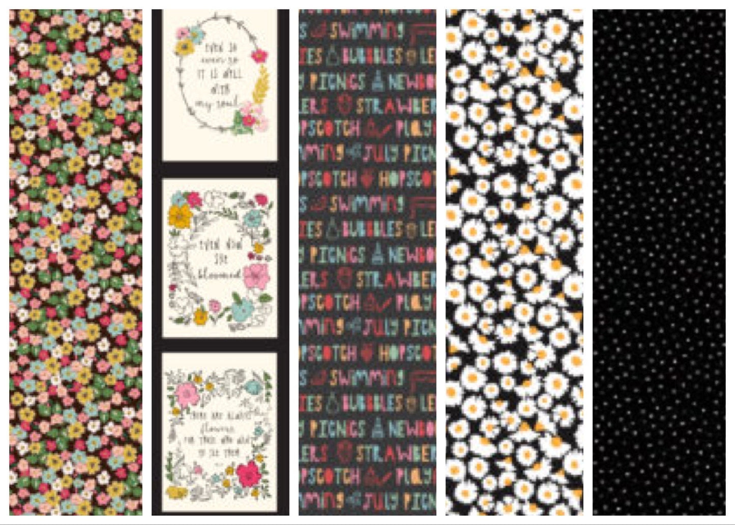 LAST ONE!! Poppie Cotton 5 Yard Bundle Box Assorted Prints on Blacks Premium 100% Cotton Quilt Shop Quality Fabrics