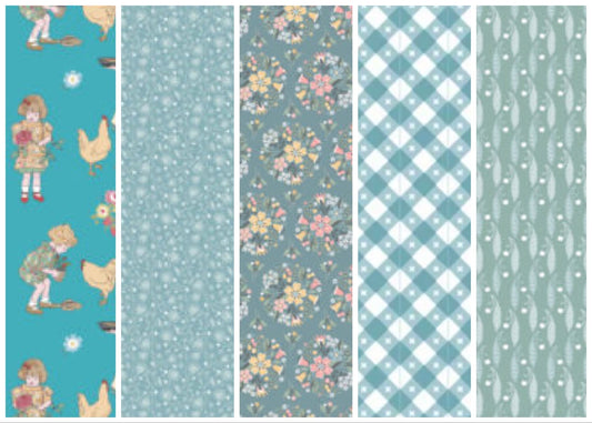 LAST ONE!! Poppie Cotton 5 Yard Bundle Box Assorted Prints on Blues Premium 100% Cotton Quilt Shop Quality Fabrics