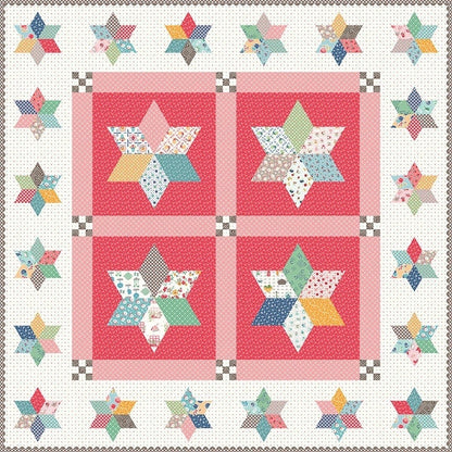 LAST RESTOCK!!! Riley Blake Pot Luck Stars Quilt Kit Featuring Lori Holt Cook Book Fabric Collection Finished Size: 65"x65"