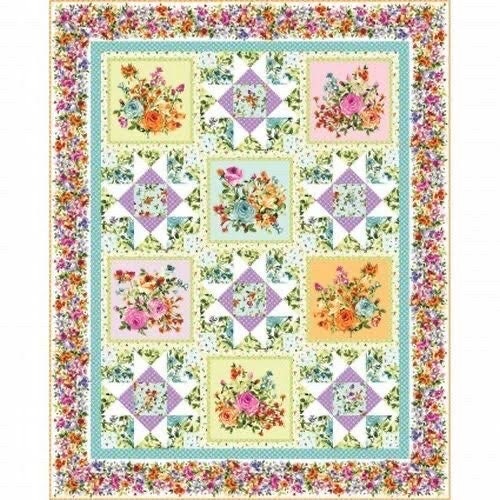 LAST ONE! Maywood Studio Bloom On! Fabric Collection Full on Florals Quilt Kit Finished Size: 60"x75" Premium 100% Cotton Fabrics