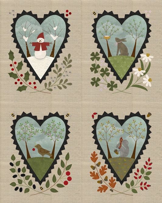 Maywood Studio Woolies Flannel Fabric Collection Seasons of the Heart Quilt Kit Finished Size: 40"x48" Premium 100% Wool Flannel