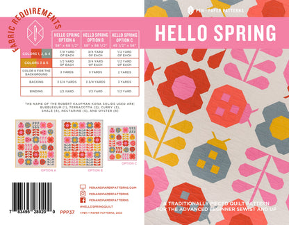 Pen + Paper Patterns Hello Spring Quilt Pattern - 2 Size Variations Per Pattern (Opt Fineline Glue Tip Sets)