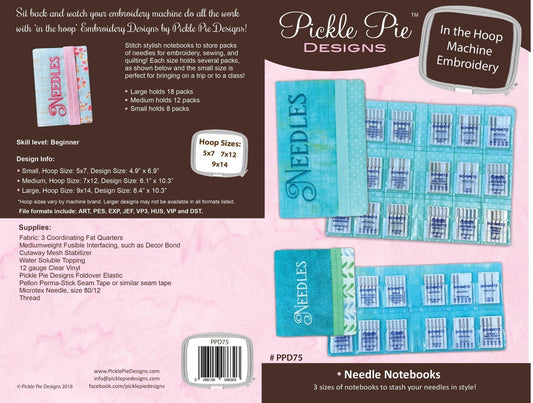 Pickle Pie Designs ITH Needle Notebooks Pattern (Easy Digital Download Code Included With Pattern)