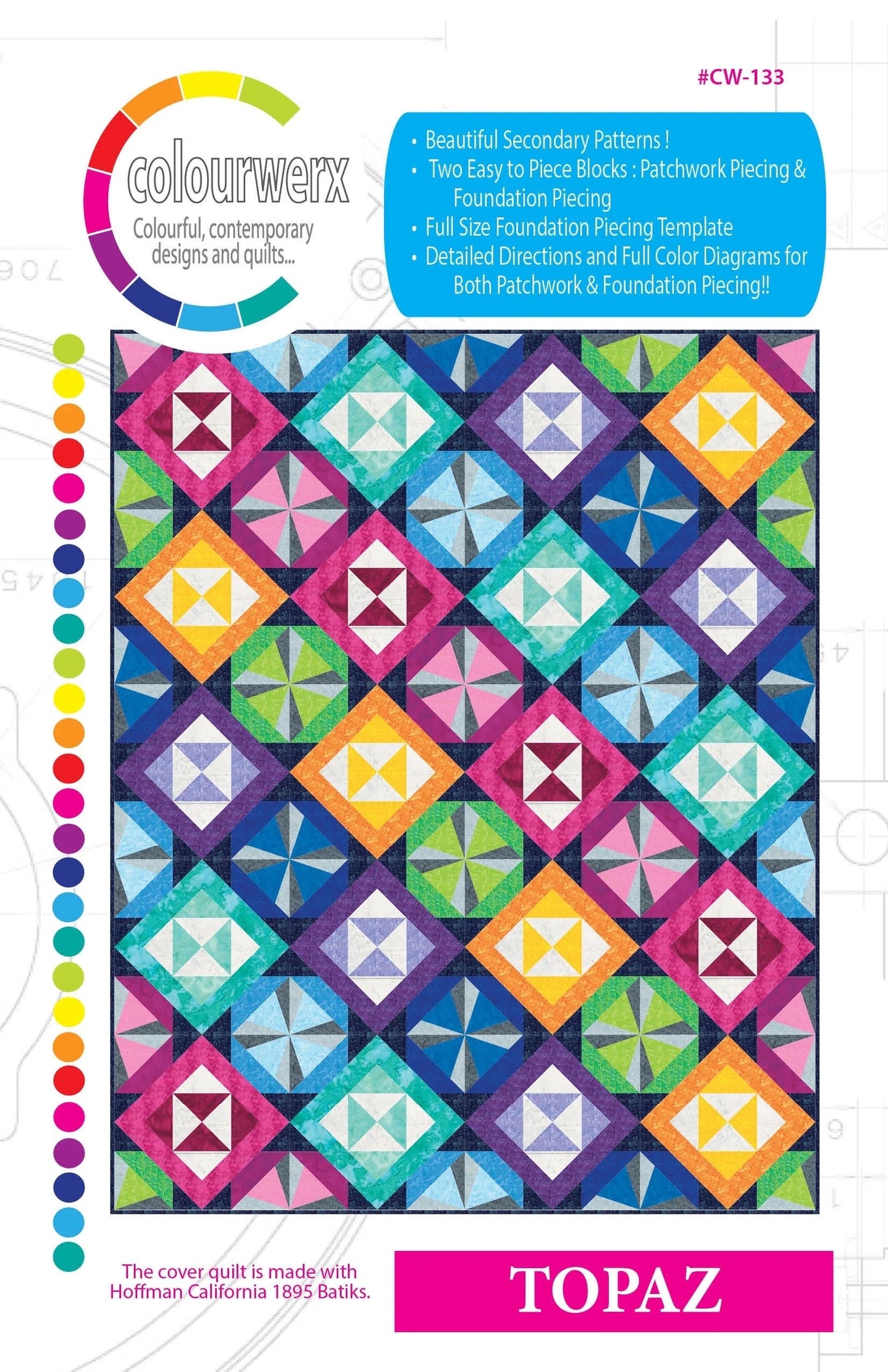 Colourwerx Topaz Quilt Pattern Finished Size: 65"x81"