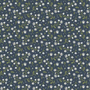 Poppie Cotton Sunshine & Chamomile Fabric Collection Chamomile on Navy Premium 100% Cotton Quilt Shop Quality Fabrics