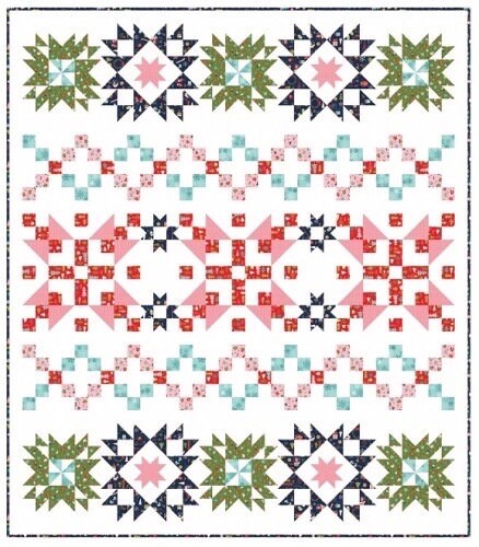 LAST RESTOCK!! Maywood Studio Kimberbell Cup of Cheer Fabric Collection Merry Making Quilt Kit Finished Size: 69"x77" Premium 100% Cotton